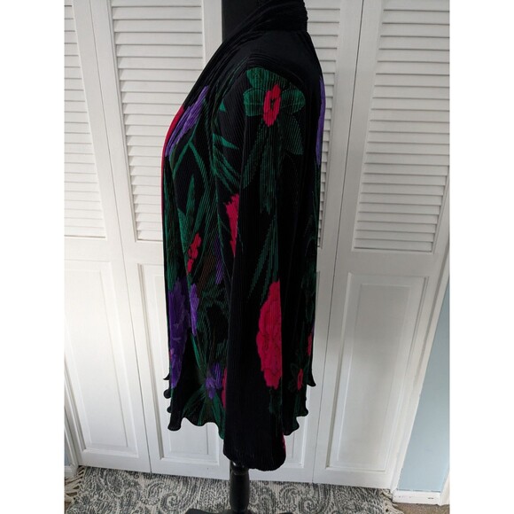 GDT Too Open Front VTG Cardigan Women's XL Colorful Top Slinky Accordion 80s - Picture 9 of 11